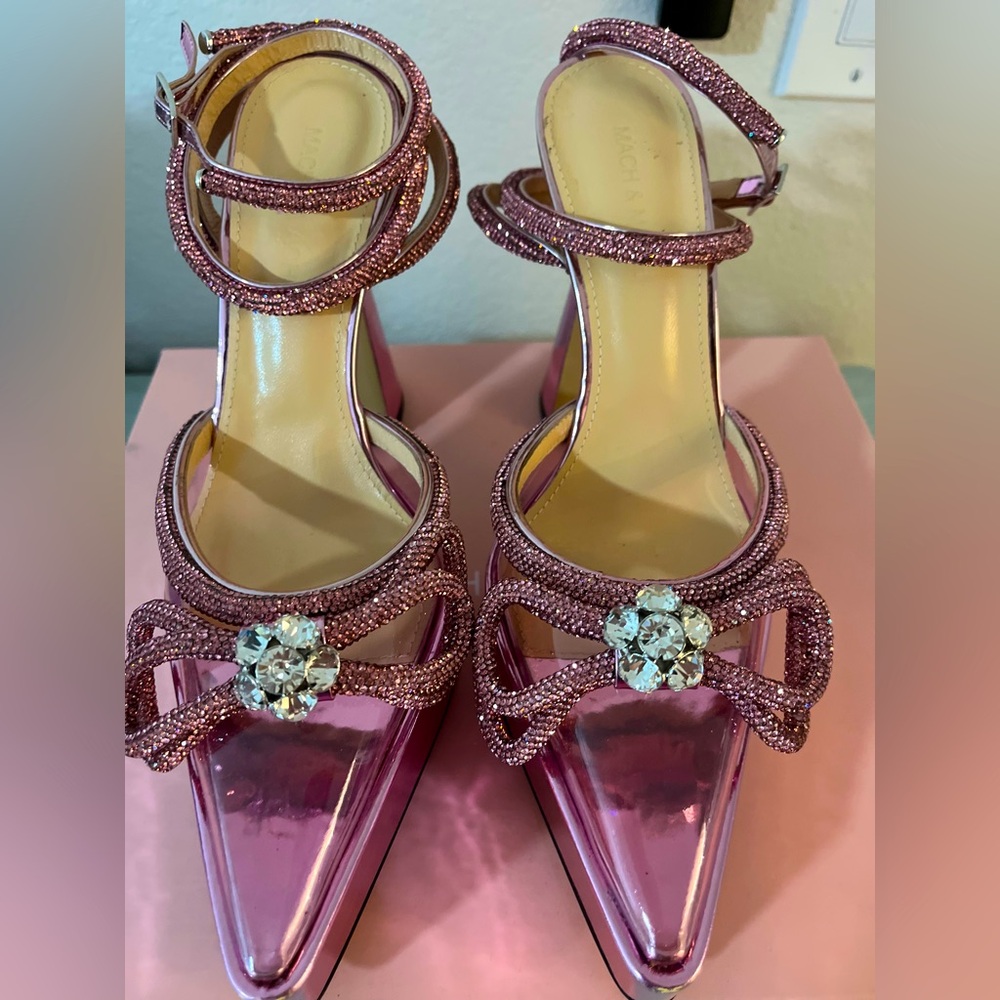 LEATHER
DOUBLE BOW PLATFORM PUMPS PINK💕🎀mach&mach size 38 1/2